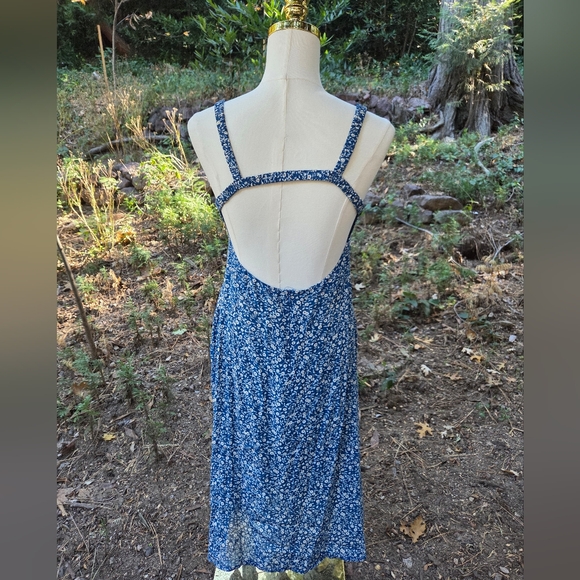 Princess Polly Blue Georgian Floral Print Open Back Midi Dress Size 10 - Picture 7 of 8